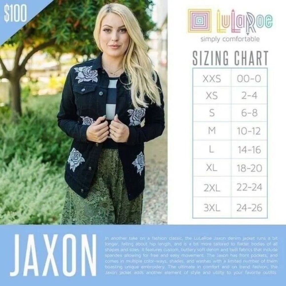 LuLaRoe Jaxon Denim Jean Jacket Womens Small 6 8 Blue Embroidered Back Panel - Picture 5 of 11